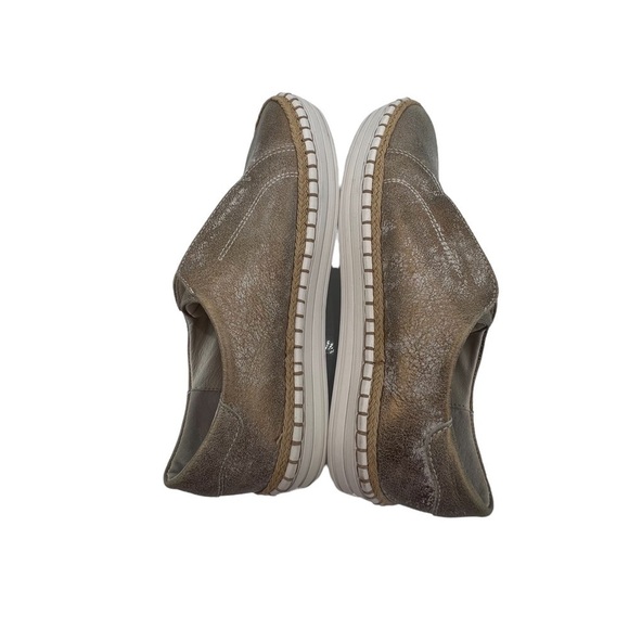 J Slides Metallic Gold Leather Cork Insole Slip On Flat Shoes Size 7 Women's - Picture 6 of 9